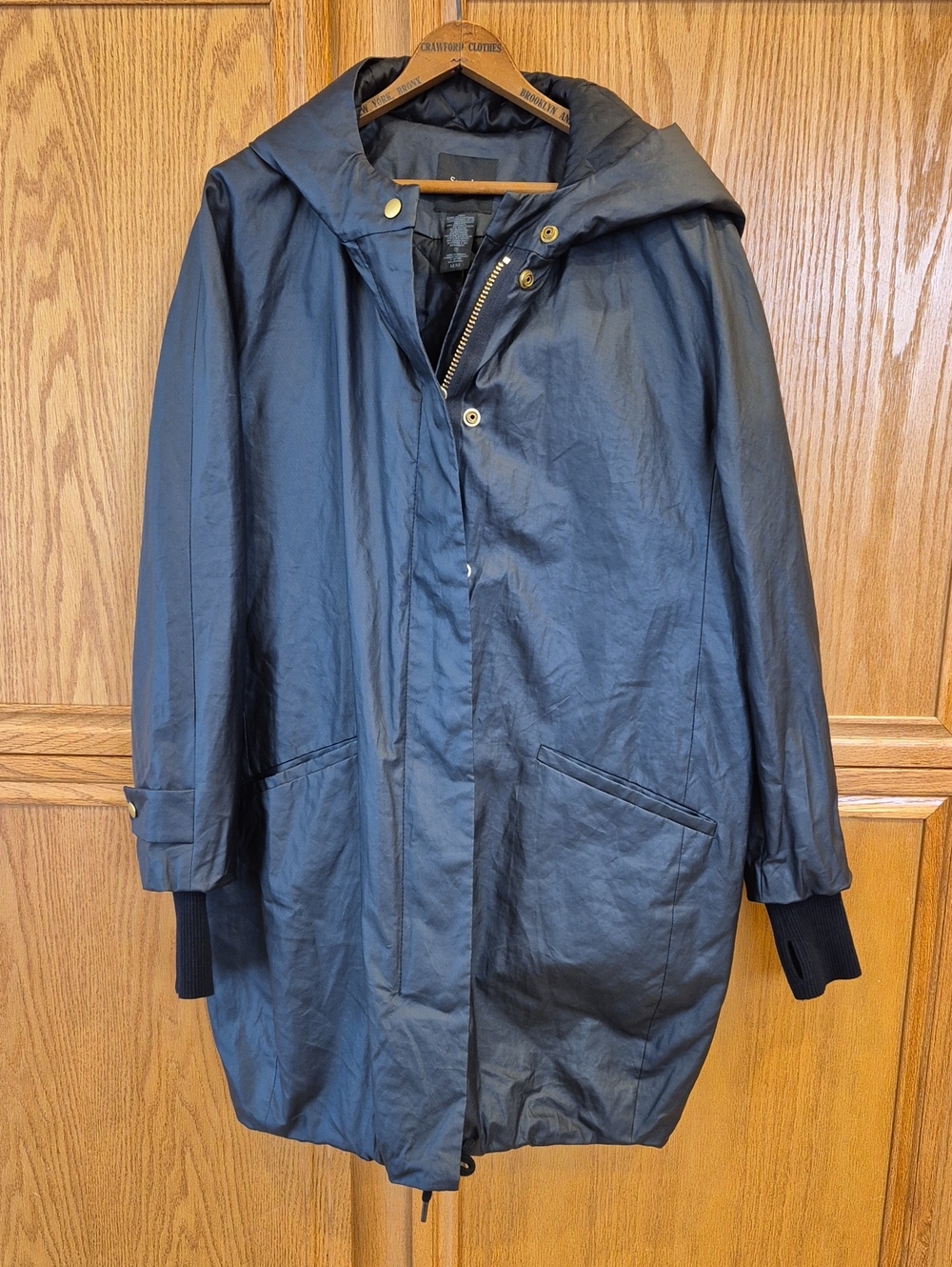 Smythe Dark & Stormy Jacket Coat Hooded Size M Black
